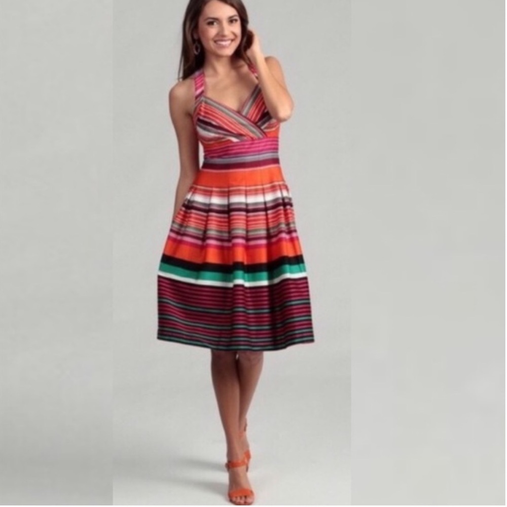 Calvin Klein Vibrant Striped Midi Dress